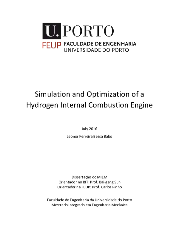 (PDF) Simulation and Optimization of a Hydrogen Internal Combustion Engine