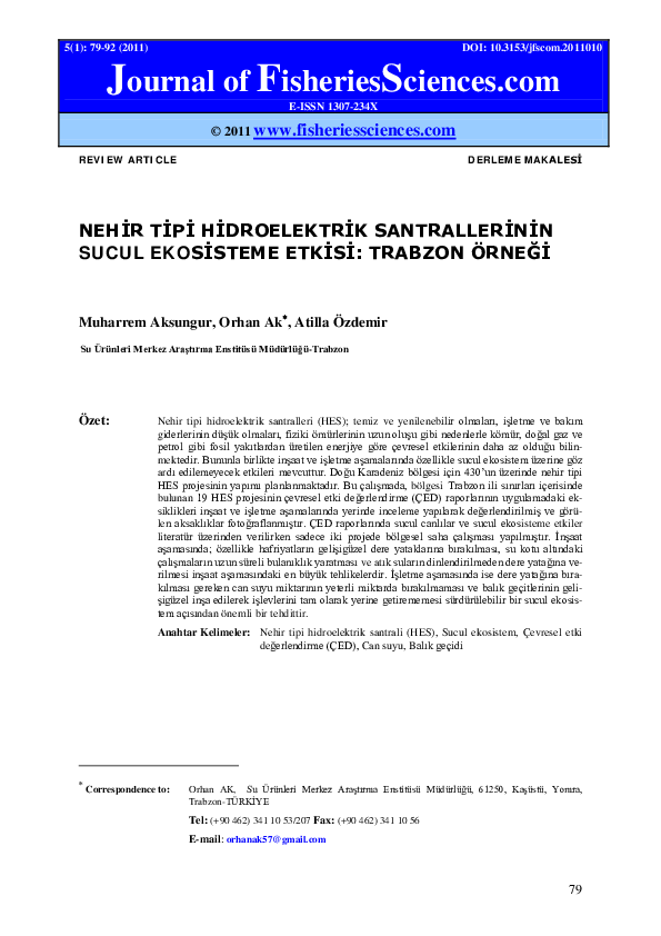 (PDF) The effect on aquatic ecosystems of river type hydroelectric ...