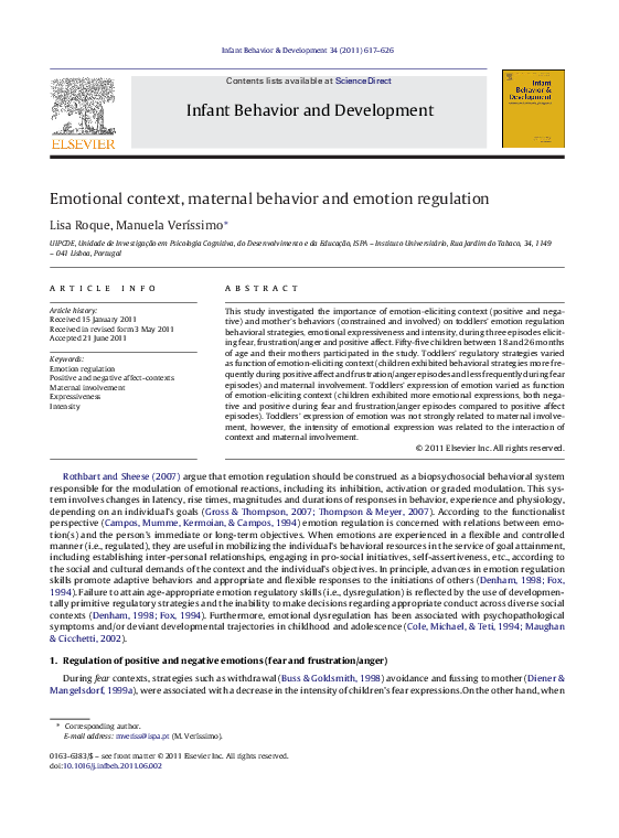 (PDF) Emotional context, maternal behavior and emotion regulation ...
