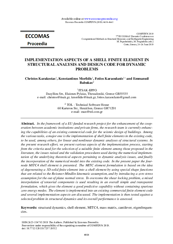 (PDF) Implementation Aspects of a Shell Finite Element in Structural ...
