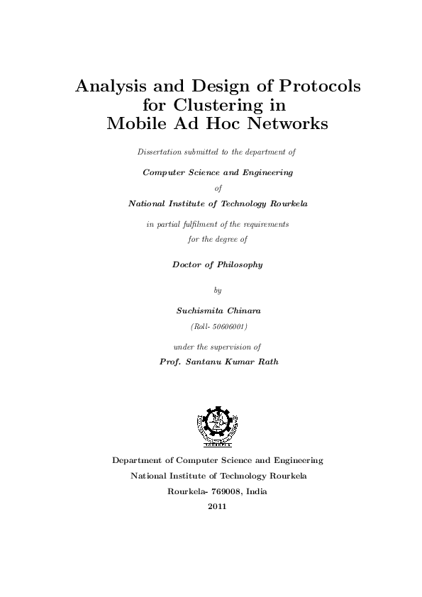 (PDF) Analysis and Design of Protocols for Clustering in Mobile Ad Hoc ...
