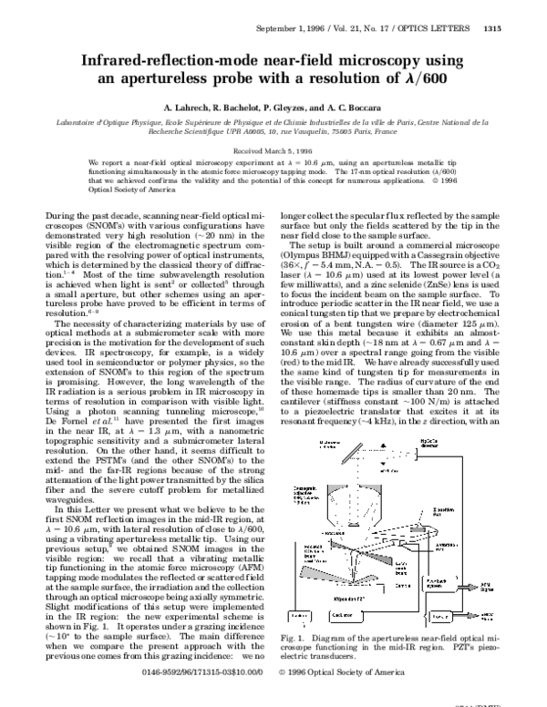 (PDF) Infrared-reflection-mode near-field microscopy using an ...