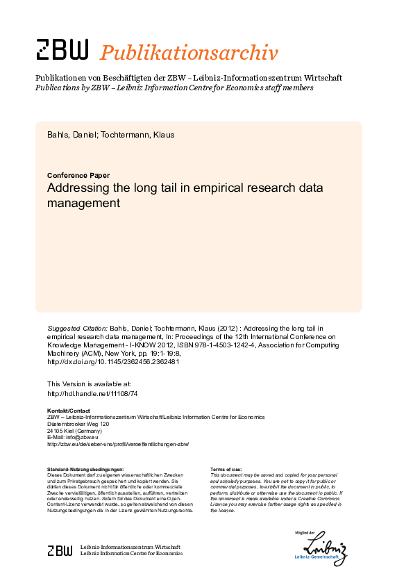 (PDF) Addressing the long tail in empirical research data management