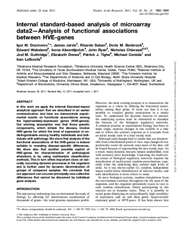 (PDF) Internal standard-based analysis of microarray data2—Analysis of ...