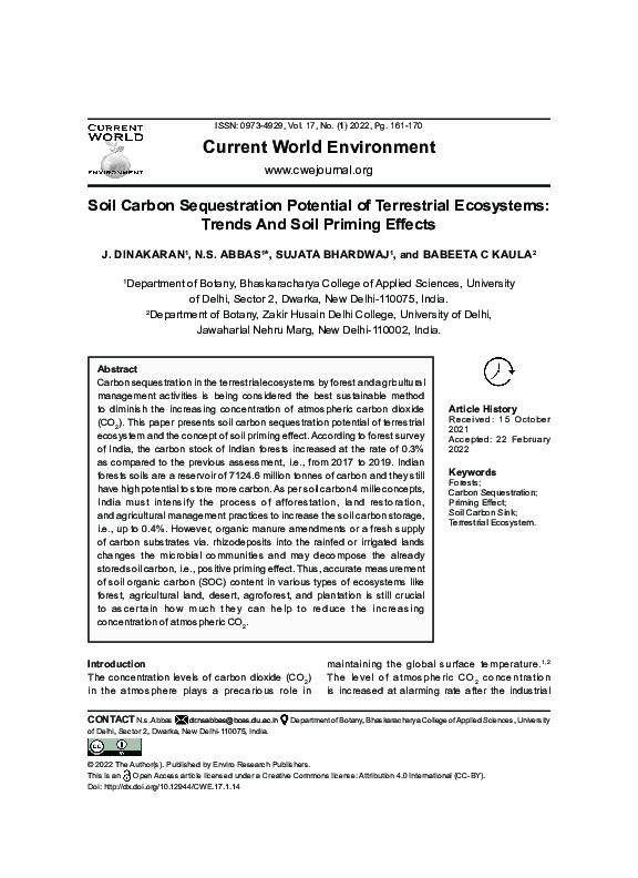 (PDF) Soil Carbon Sequestration Potential of Terrestrial Ecosystems ...