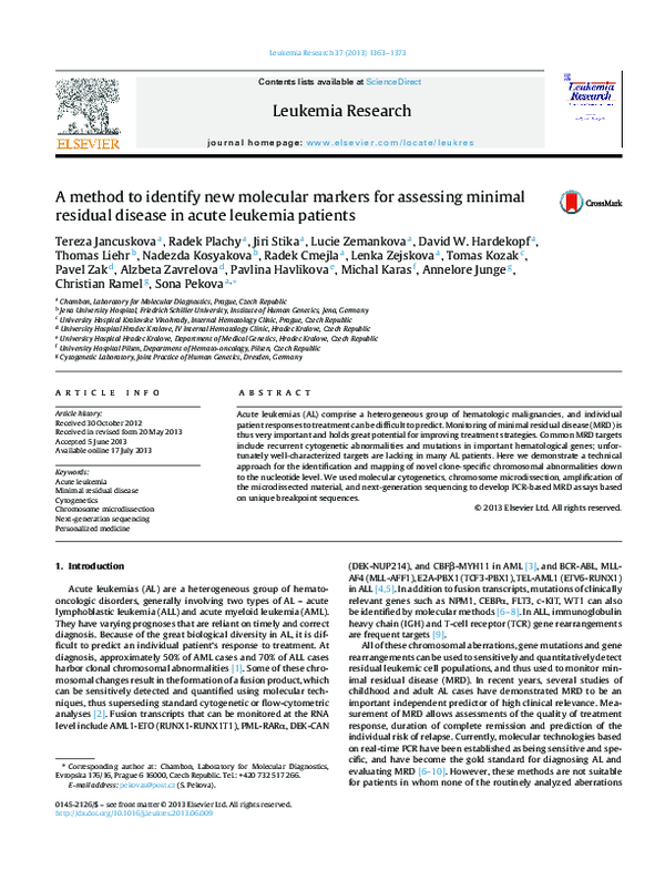 (PDF) A method to identify new molecular markers for assessing minimal ...