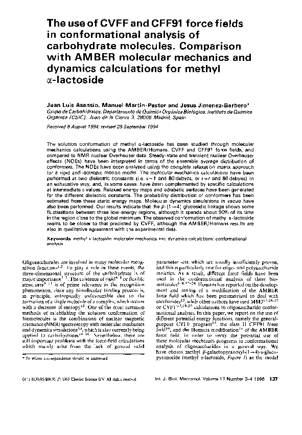 (PDF) The use of CVFF and CFF91 force fields in conformational analysis ...