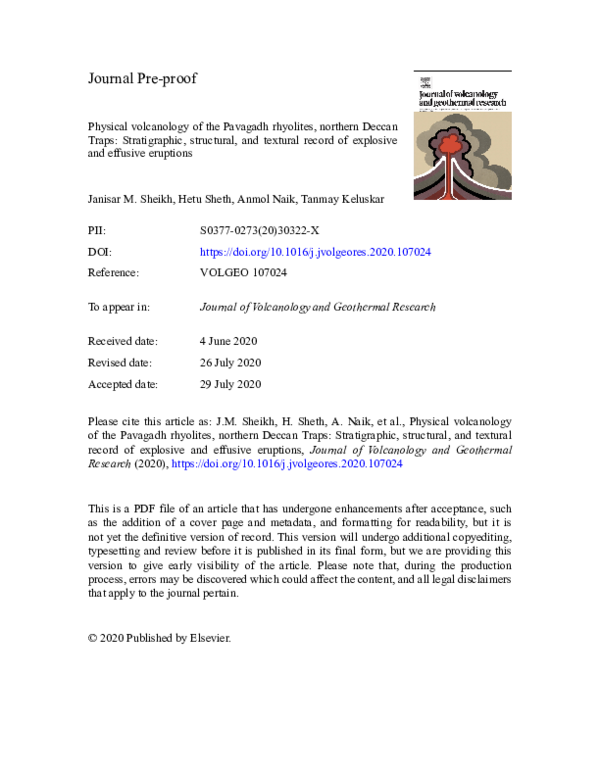 (PDF) Physical volcanology of the Pavagadh rhyolites, northern Deccan ...
