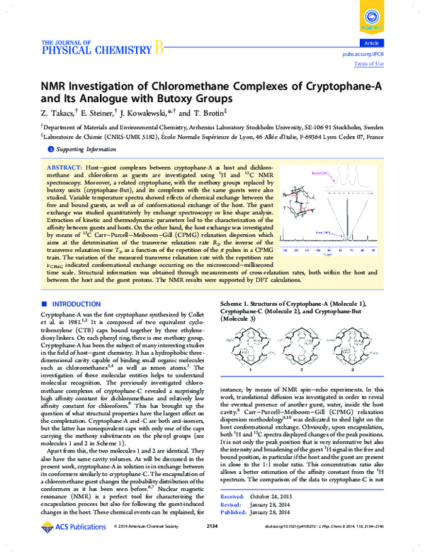 (PDF) NMR Investigation of Chloromethane Complexes of Cryptophane-A and ...