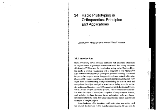 (PDF) Rapid Prototyping in Orthopaedics: Principles and Applications