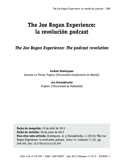 (PDF) The Joe Rogan Experience: la revolución podcast