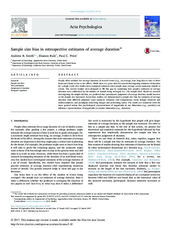 (PDF) Sample size bias in retrospective estimates of average duration