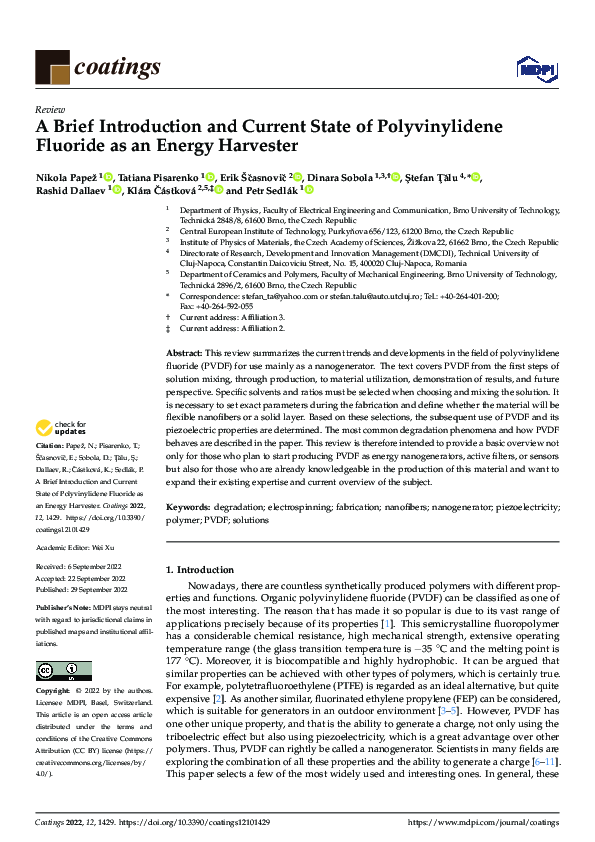 (PDF) A Brief Introduction and Current State of Polyvinylidene Fluoride ...