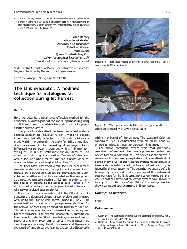 (PDF) The Ellik evacuator. A modified technique for autologous fat ...