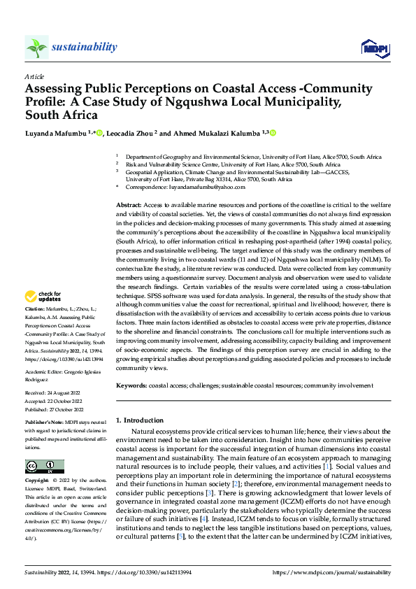 (PDF) Assessing Public Perceptions on Coastal Access -Community Profile ...