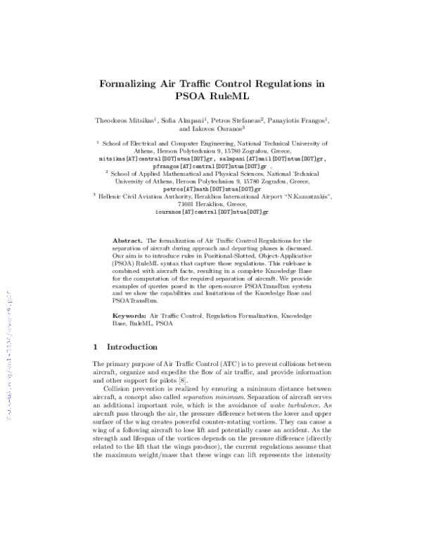 (PDF) Formalizing Air Traffic Control Regulations in PSOA RuleML
