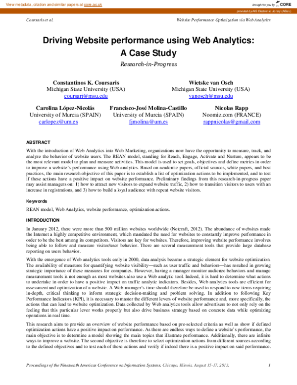 (PDF) Drive a Website Performance Using Web Analytics: A Case Study