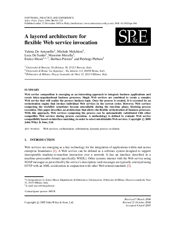 (PDF) A layered architecture for flexible Web service invocation