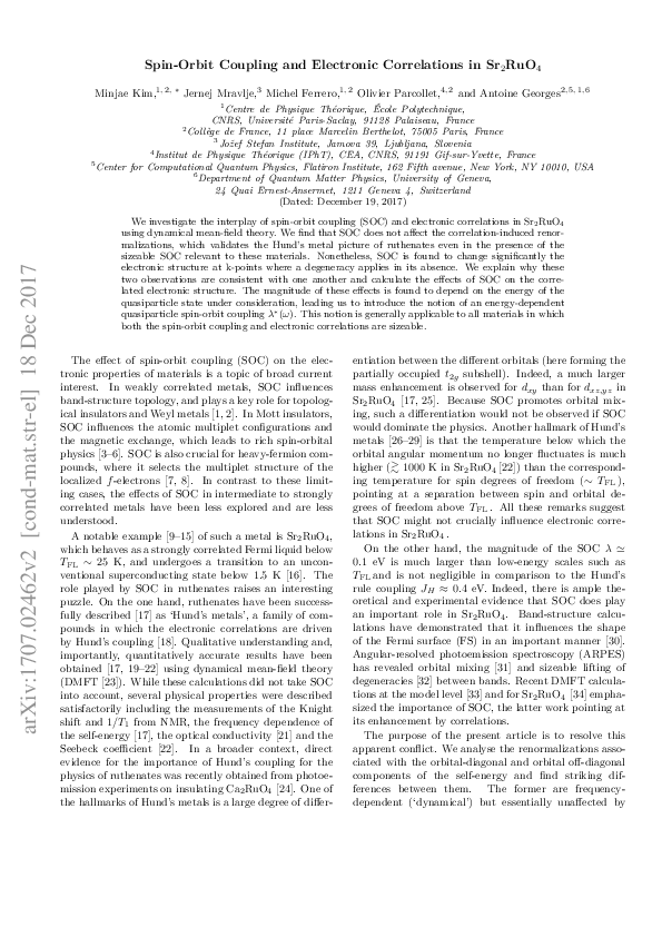 (PDF) Spin-Orbit Coupling and Electronic Correlations in Sr2RuO4