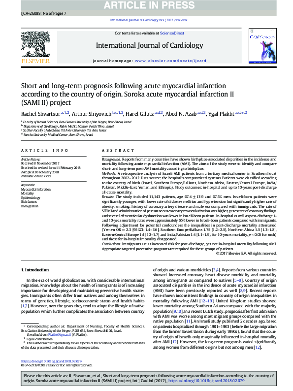 (PDF) Short and long-term prognosis following acute myocardial ...