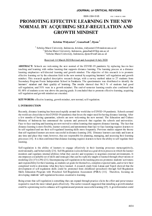 (PDF) PROMOTING EFFECTIVE LEARNING IN THE NEW NORMAL BY ACQUIRING SELF ...