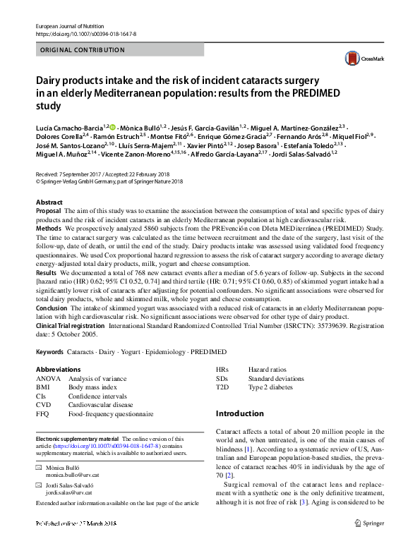 (PDF) Dairy products intake and the risk of incident cataracts surgery ...
