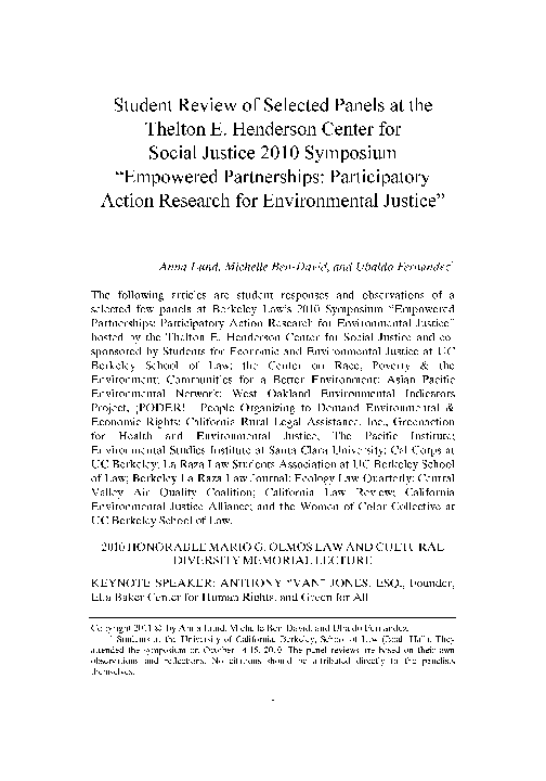 (PDF) Student review of selected panels at the Thelton E. Henderson ...