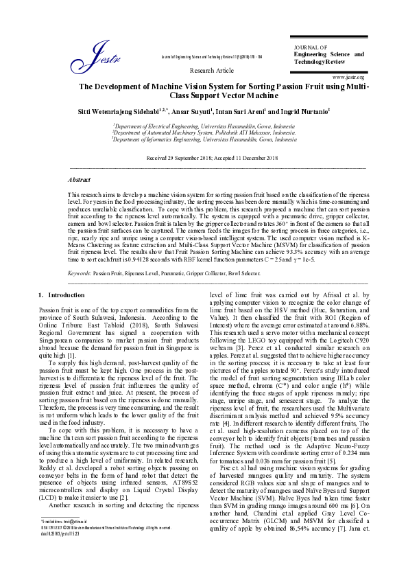 (PDF) The Development of Machine Vision System for Sorting Passion
