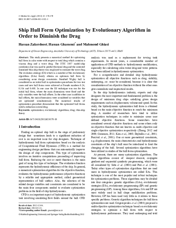 (PDF) Ship hull form optimization by evolutionary algorithm in order to ...