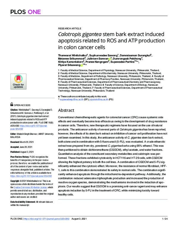 (PDF) Calotropis gigantea stem bark extract induced apoptosis related ...
