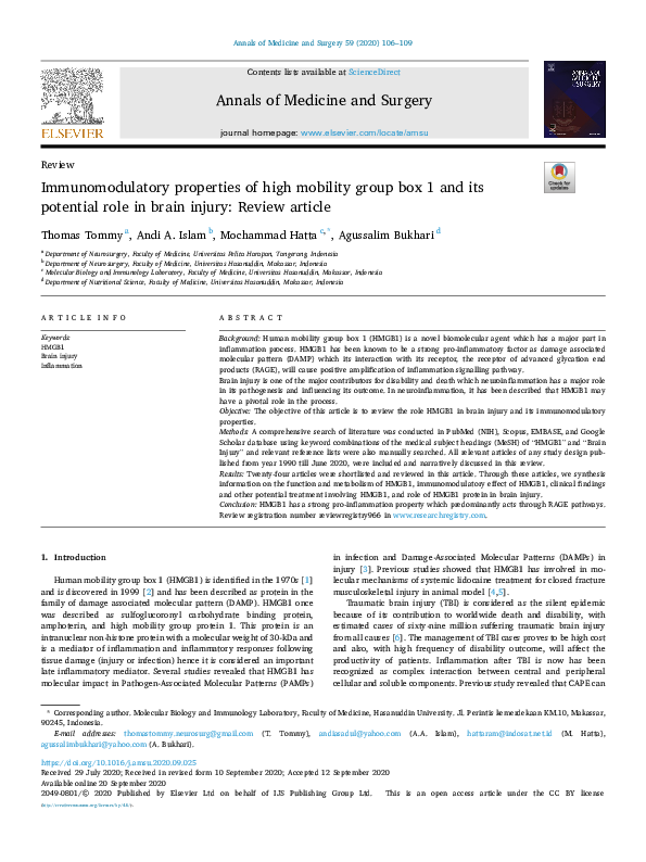 (PDF) Immunomodulatory properties of high mobility group box 1 and its ...