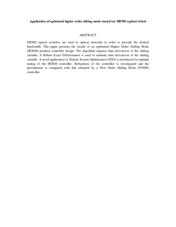 (PDF) Application of optimized Higher Order Sliding Mode control on ...
