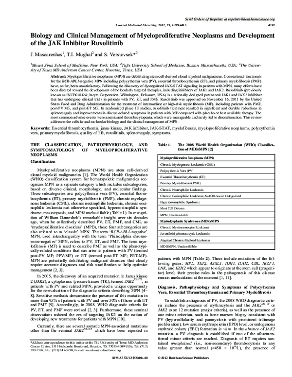 (PDF) Biology and Clinical Management of Myeloproliferative Neoplasms ...