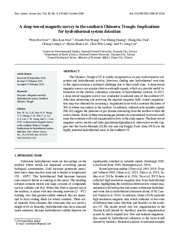 (PDF) A deep-towed magnetic survey in the southern Okinawa Trough ...