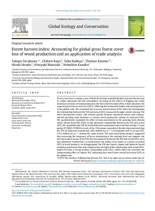 (PDF) Forest harvest index: Accounting for global gross forest cover ...