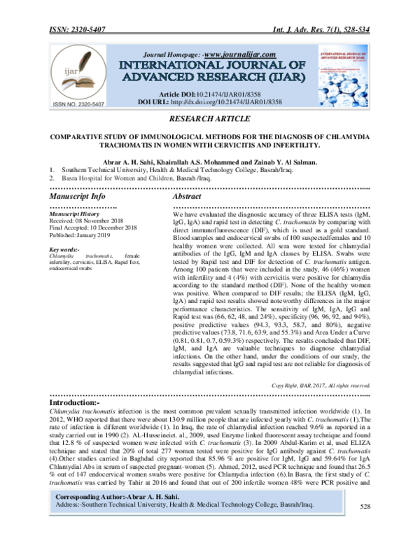 (PDF) Comparative Study of Immunological Methods for the Diagnosis of ...