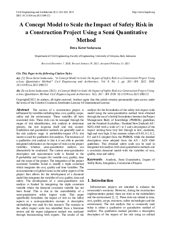 (PDF) A Concept Model to Scale the Impact of Safety Risk in a ...
