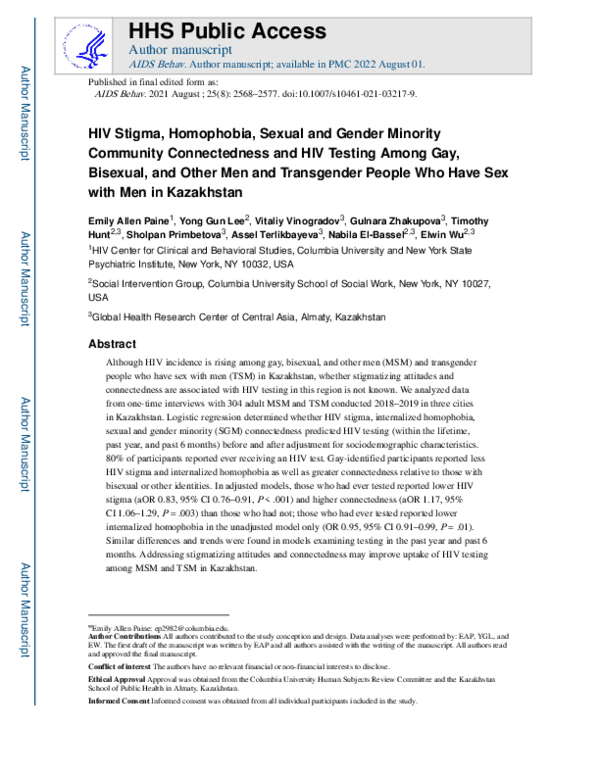 (PDF) HIV Stigma, Homophobia, Sexual and Gender Minority Community ...