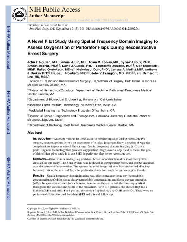 (PDF) A Novel Pilot Study Using Spatial Frequency Domain Imaging to ...
