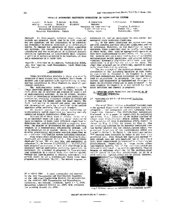 (PDF) Totally automated switching operation in distribution system