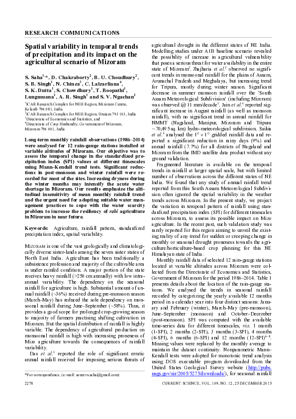 (PDF) Spatial Variability in Temporal Trends of Precipitation and its ...