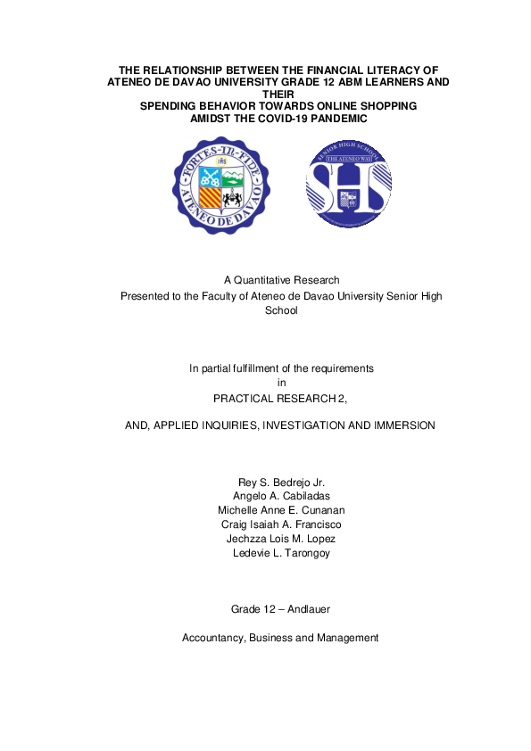 (PDF) THE RELATIONSHIP BETWEEN THE FINANCIAL LITERACY OF ATENEO DE ...