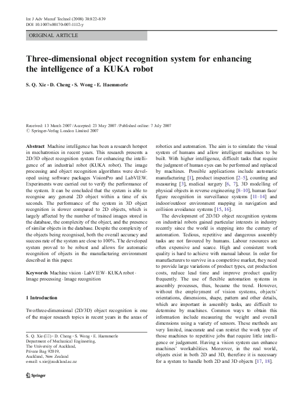 (PDF) Three-dimensional object recognition system for enhancing the ...