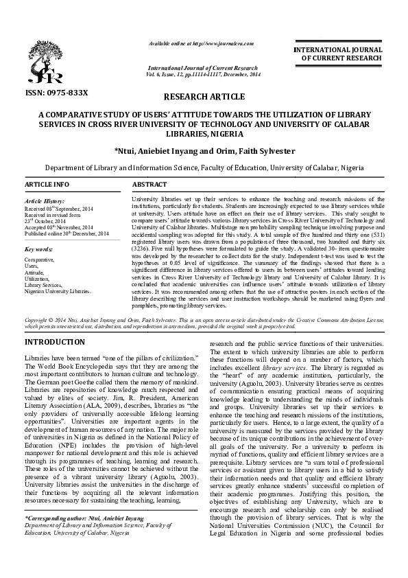 (PDF) A Comparative Study of Users' Attitude Towards the Utilization of ...