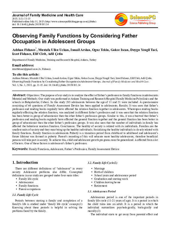(PDF) Observing Family Functions by Considering Father Occupation in ...