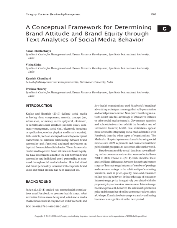 (PDF) A Conceptual Framework for Determining Brand Attitude and Brand ...