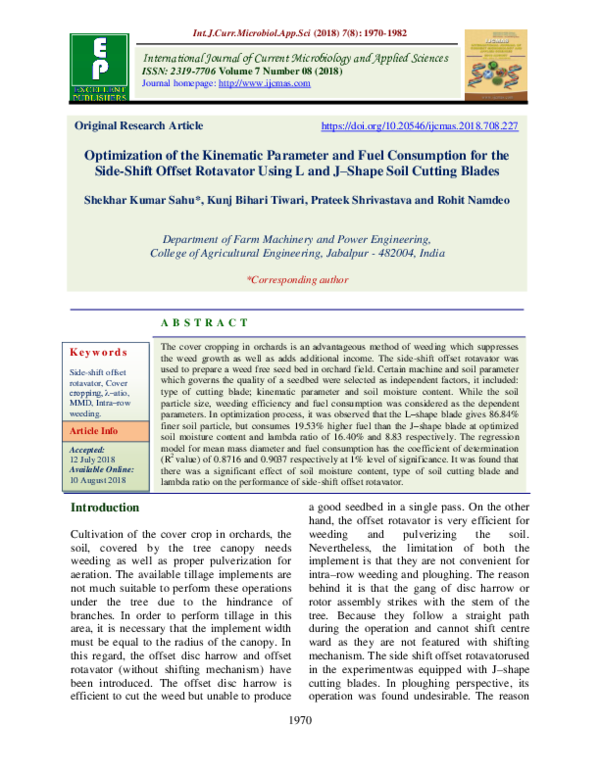 (PDF) Optimization of the Kinematic Parameter and Fuel Consumption for ...