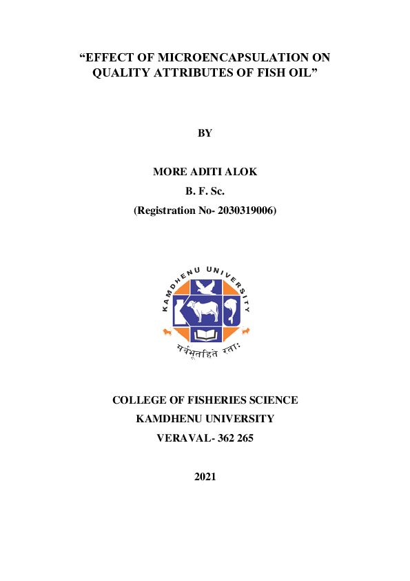 (PDF) Effect of microencapsulation on the quality attributes of fish oil