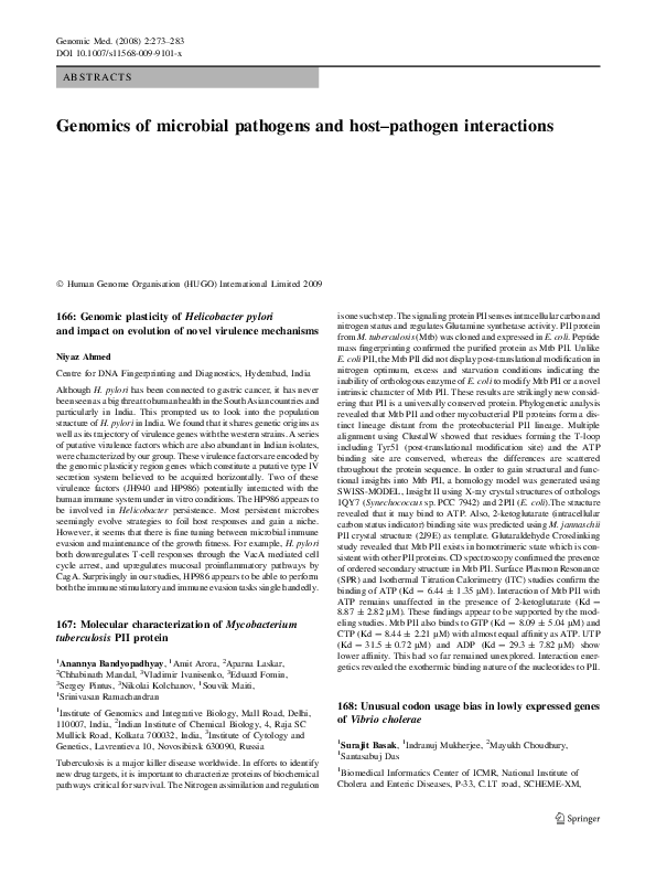 (PDF) Genomics of microbial pathogens and host-pathogen interactions