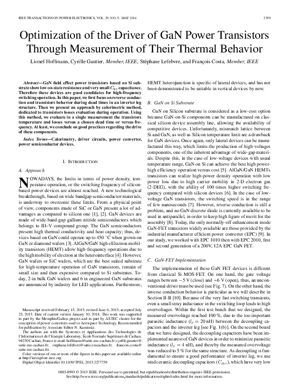 (PDF) Optimization of the Driver of GaN Power Transistors Through ...